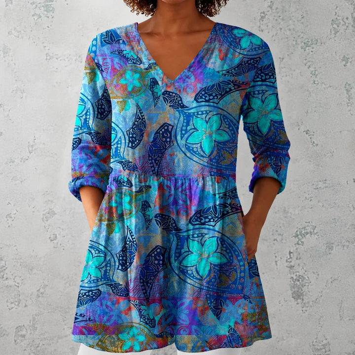 April | Long Blouse with V-Neck