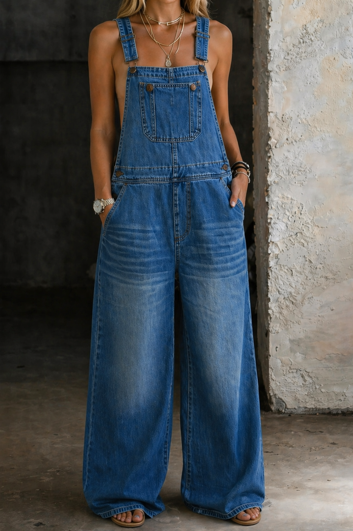Phoebe | Elastic Waist Denim Jumpsuit