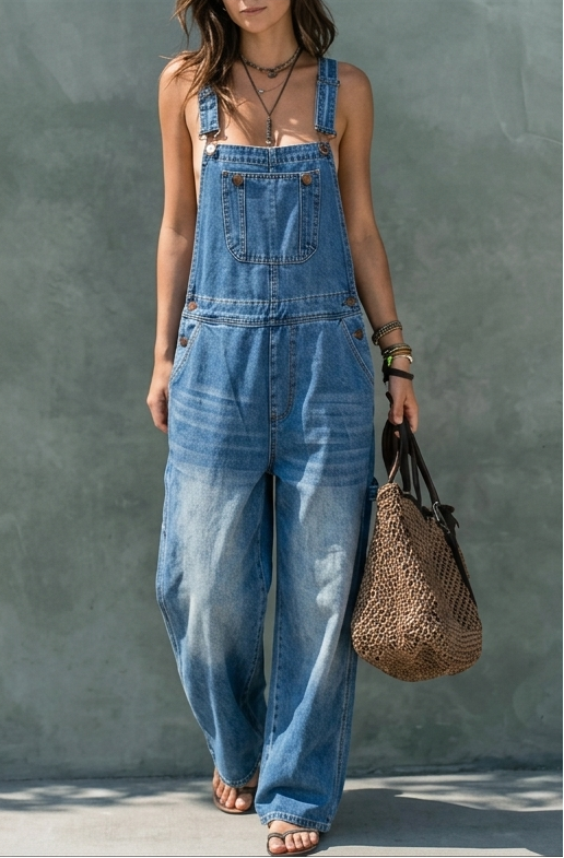 Phoebe | Elastic Waist Denim Jumpsuit