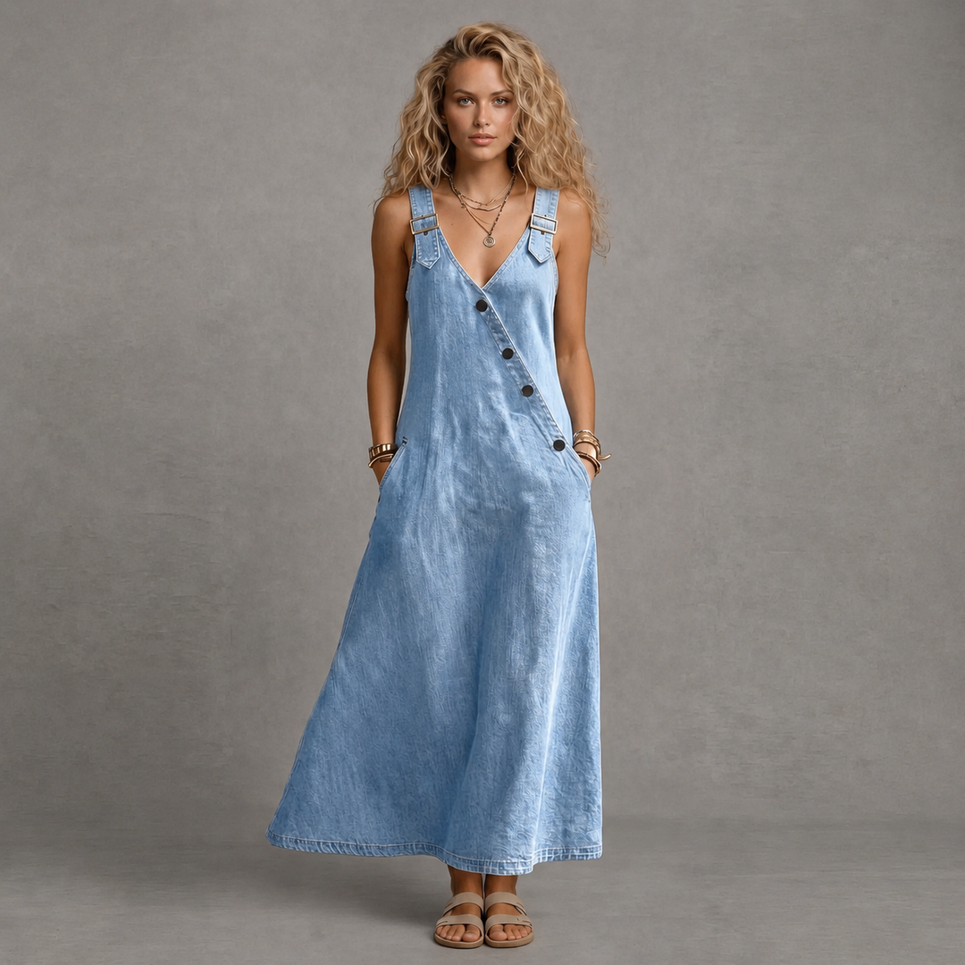Cleo | Stylish Denim Dress With Pockets